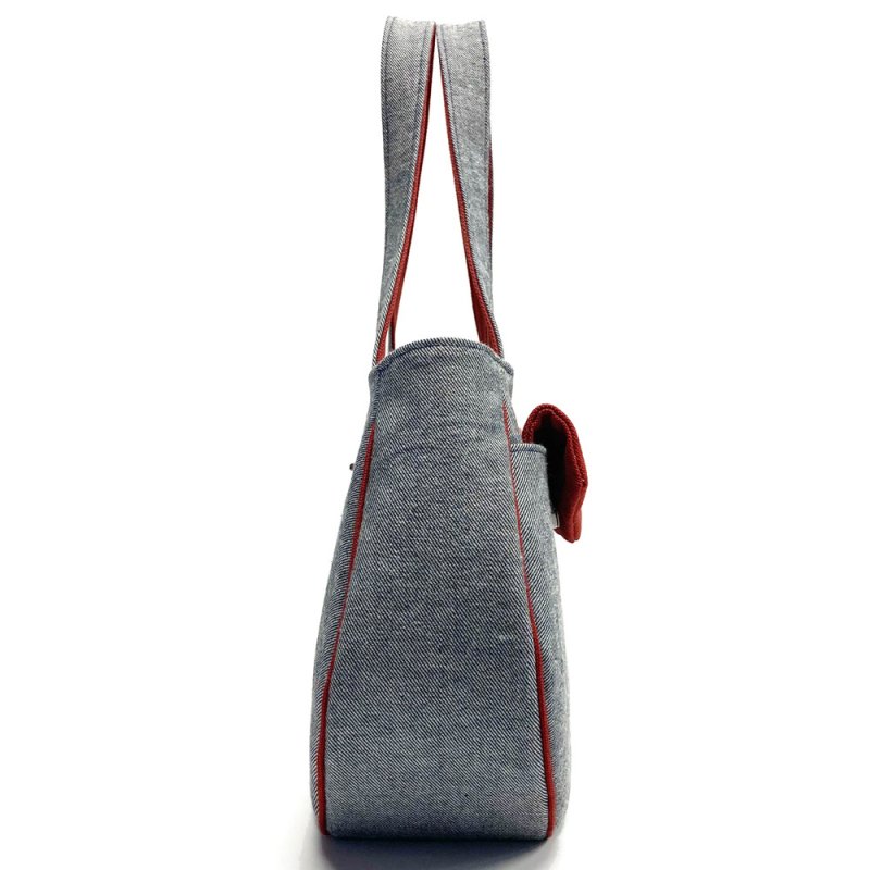 画像6: デニムトート＝キャメル　［カラー：シャンブレー×赤］ (6)