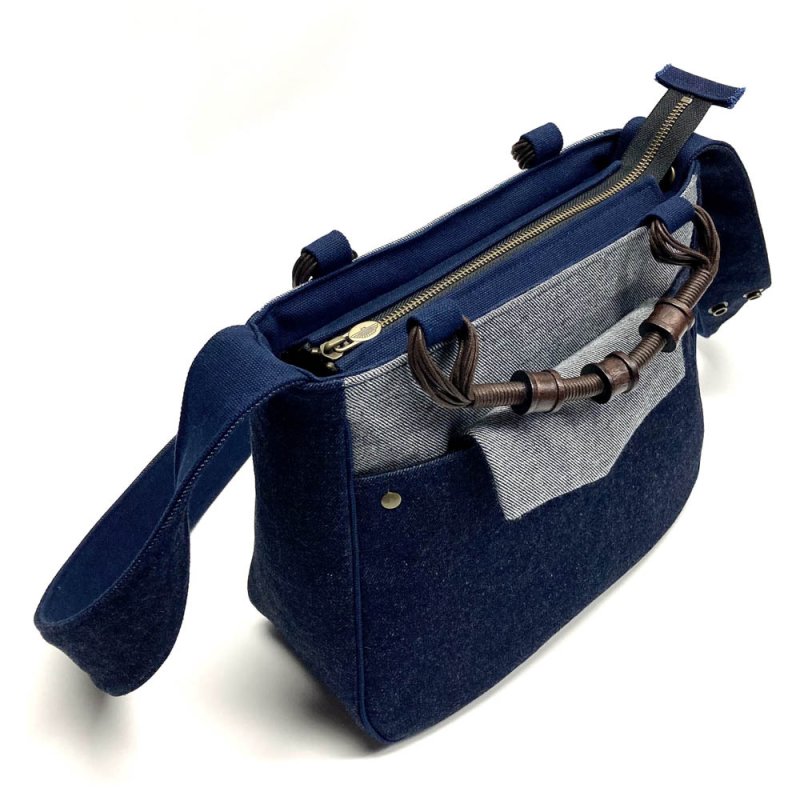 画像3: デニム製ショルダー＝マース　［カラー：インディゴ×シャンブレー］ (3)